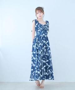 Rosé Muse ribbon pattern cami dress