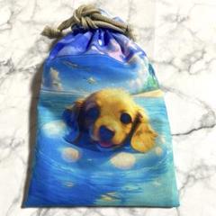 2638ダックスちゃんの海水浴✨巾着袋　ハンドメイド