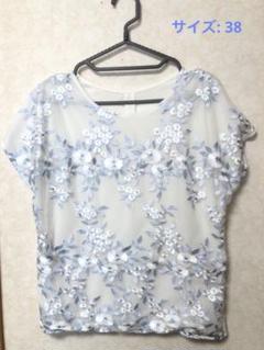 刺繍入りホワイト半袖トップス