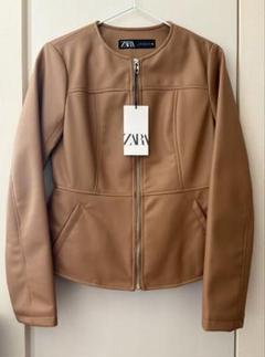 新品未使用　ZARA ブラウンライダース　レザーライダース ZARA ダークブラウン ライダースジャケット人気 商品 通販