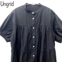 【Ungrid】パフスリーブティアードミニワンピース　ブラック