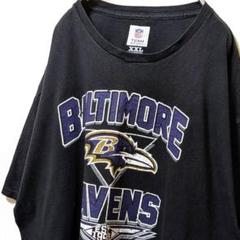 NFLボルチモアレイブンズ デカロゴ Tシャツ ブラック 黒 2XL 古着