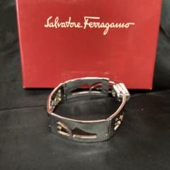 値下げSalvatore Ferragamo ゴールドスチール✖️レザー バングル レディース] ヴィンテージ サルヴァトーレフェラガモ バングル