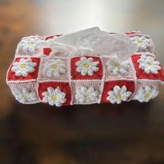 花模様のかぎ針編みティッシュボックスカバー
