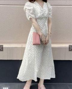 ★美品★ GRL グレイル ドット柄 フレアワンピース 半袖ワンピース　Lサイズ