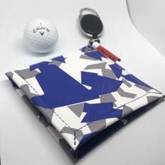 新品】ゴルフ★ボール拭き★洗えて清潔★ハンギングタオル★クリーナー★ブルー