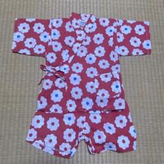 赤　花柄　甚平 90サイズ