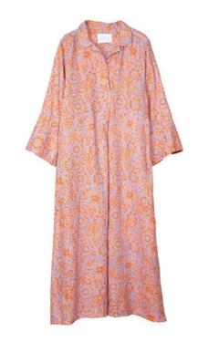美品✨ ヌキテパ　花柄　エスニック　ワンピース ボタニカル　ピンク　ティアード HUG.U ワンピース 体型カバー 花柄 レディース ロング丈 フレア
