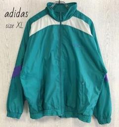 adidas☆アディダス☆トレフォイル刺繍ロゴ　ナイロンジャケット　L 古着