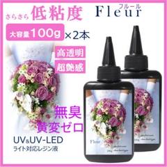 レジン液 無臭♡永久クリア✨フルール100g×6本大人気コーティング剤つき☆ レジン液 無臭＆永久クリア✨低刺激レジン液フルール6本大人気