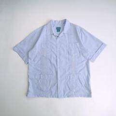 00s 刺繍デザイン　半袖開襟キューバシャツ　黒 L ボックスシルエット古着 90～00s】古着 キューバシャツ ブラック 刺繍 開襟 ボックス
