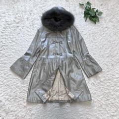 【美品】バーバリー　2WAY ロングコート 羊革 チキャンラム ファー ベージュ 美品 バルマン 羊革 ロングコート フォックスファー 2way