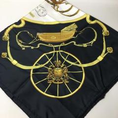 2505-209｜美品｜エルメス カレ 90 スカーフ シルク ブラック