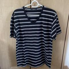 ストライプ Vネック Tシャツ 半袖