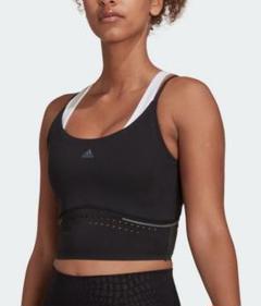 アディダス 黒 HIIT 45 Seconds クロップタンクトップ Tシャツ