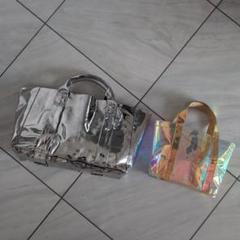 TOMO様 burselfシルバーハンドバッグミラートートメタリックオーロラ TOMO様 burselfシルバーハンドバッグミラートートメタリック