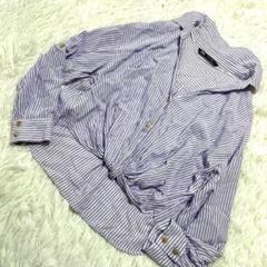 ザラ✨ZARA✨【M】ラメ パープル ストライプ✨シャツ　ブラウス
