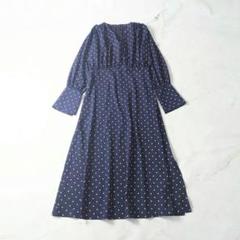 極美品　ヴェルメイユパーイエナ　ダブルクロス ショルダースリットワンピース　紺 ダブルクロス ショルダースリットワンピース（ワンピース