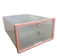 シューズケース ケース ピンク 透明 組み立て式 箱 ボックス 小物 靴 収納
