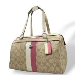 コーチ　ハンドバッグ　茶　シグネチャー　A4収納　ワンショルダー　COACH　J