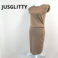 【美品】ジャスグリッティー＊袖レース ブラウジング ニットワンピース 半袖 2