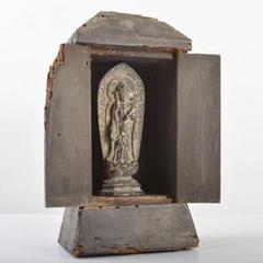 仏教美術　古銅鍍金　観音菩薩像　仏像　置物　観音開逗子付　C　R7239 仏教美術 古銅鍍金 観音菩薩像 仏像 置物 観音開逗子付 C R7239