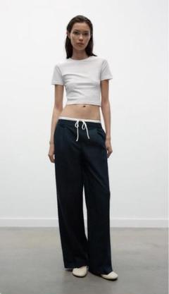 ZARA WIDE-LEGパンツ ダブルウエストバンド