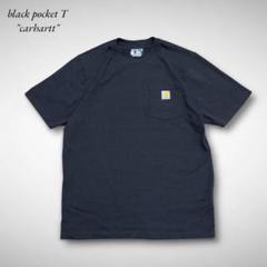 Carharttカーハート無地ブラック黒ポケットTシャツルーズフィットワーク古着