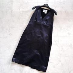 美品✨マックスマーラ 白タグ シルク混 光沢 美シルエットワンピース 40 黒
