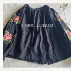 B:MING by BEAMS 黒 刺繍ブラウス 長袖 カットソー　ビームス