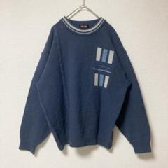 【税込】 チルデンニット 古着 デザインニット 青 c-boy ポイント刺繍 トップス