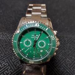 1980 新品　メンズ腕時計　5a##g@ デイト　銀緑