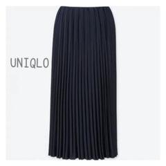 【UNIQLO ユニクロ】プリーツロングスカート フレアスカート ネイビー Lのサムネイル
