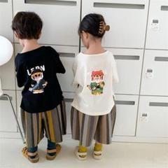 大処分価格‼️ kidsとらイラストプリントTシャツ（黒・白） ２点セット