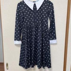 ウェンズディコスプレワンピ　花柄長袖ワンピース 黒