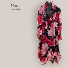 【銀座マギー】✨美品✨セットアップ　ブラウス&ワンピース　ミモレ丈　シルク