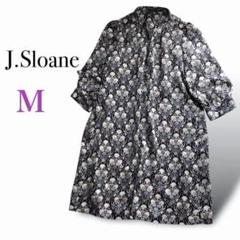 美品⭐️J.Sloane ジェイスローアン 植物柄 ワンピース 花柄 Mブラック