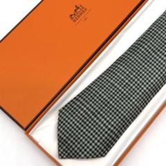 未使用保管品✨HERMES ギンガムチェック シルク100% ネクタイ グリーン