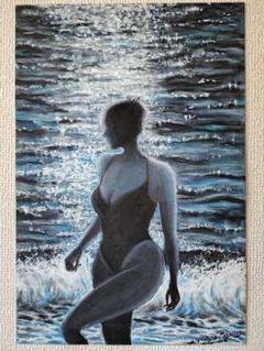 パステル画　人物画　絵画　「Be Near Me」 楽天市場】絵画 原画 「Silver girl」 水彩/パステル F6