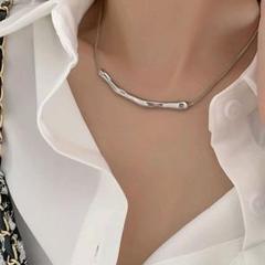 No.X18 ステンレス シルバー バー ネックレス スネーク