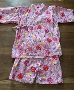 120 キッズ　甚平　桜柄　ピンク　水風船　ヨーヨー　桜