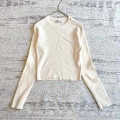 ザラ ZARA 長袖リブニット クルーネック 袖長め シンプル 着回しE5343