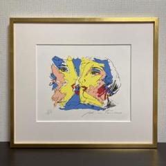 【真作保証】絹谷幸二「接吻」リトグラフ 直筆サイン 額装 絵画 版画 真作保証】絹谷幸二「接吻」リトグラフ 直筆サイン 額装 絵画