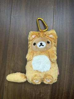 リラックマ 猫　スマホポーチ　カラビナ付き