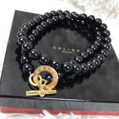 【美品・希少】正規品セリーヌベルト黒 ロゴサークルストーン ヴィンテージオールド