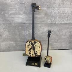 三味線 蛇模様 黒金色