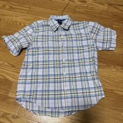 子供服 男の子 ワイシャツ 半袖 チェック ブルー系 GAP 140サイズ 中古