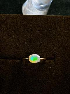 プレシャスオパール　オーバルファセットカット　ハンドメイド　天然石　リング