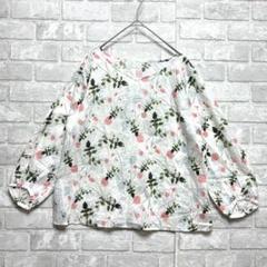 ナチュラルビューティーベーシック 美品 シアー ブラウス フラワープリント M
