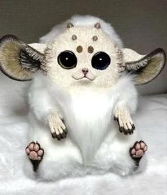 アートドール ハンドメイド 幻獣 海外作家 稲荷キツネ 白 オッドアイ 猫 鬼